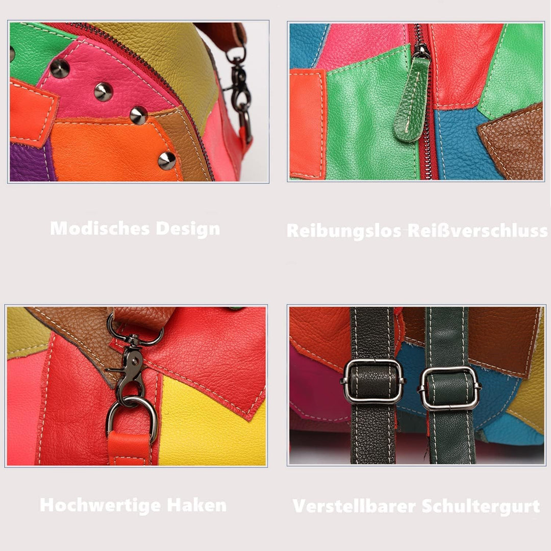 Eysee Rucksack Damen Leder Rucksackhandtasche-Rind Leder Daypack Collage Gradient 2019 NEU Mehrfagib