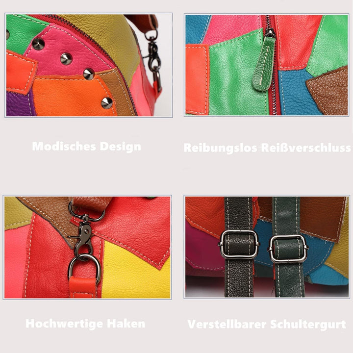 Eysee Rucksack Damen Leder Rucksackhandtasche-Rind Leder Daypack Collage Gradient 2019 NEU Mehrfagib