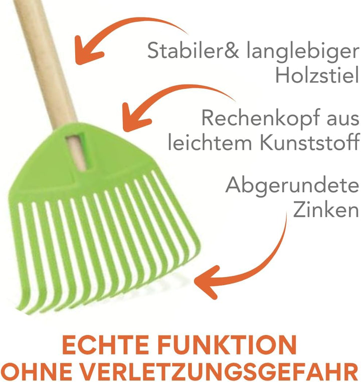 Blau Kinderrechen 70cm – Mini-Gartenrechen mit Holzgriff, Rechen/Kleinbesen für Kinder, perfekt für