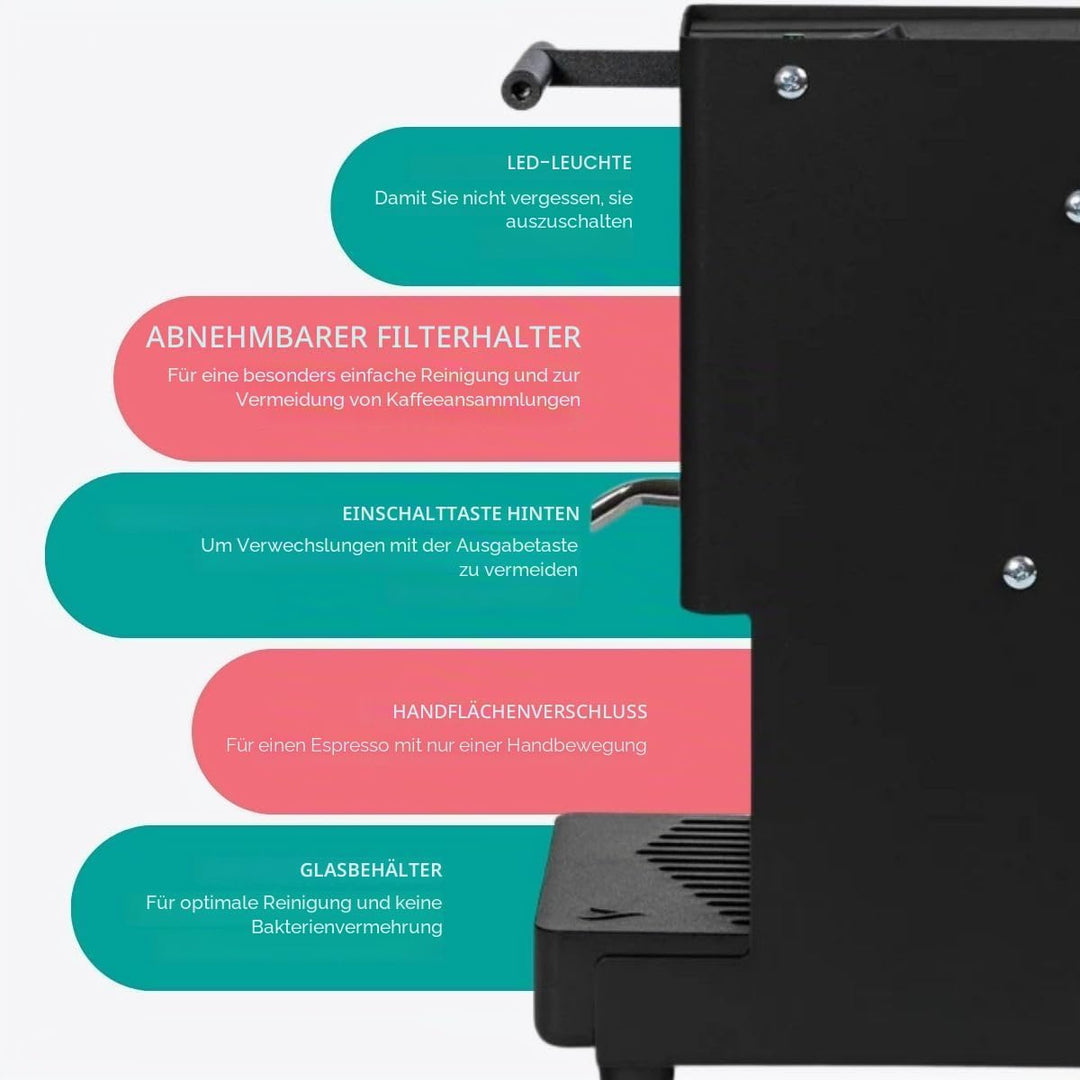 Aroma E.GO Kaffeepadmaschine für ESE-Pads 44 mm Schwarz, Schwarz