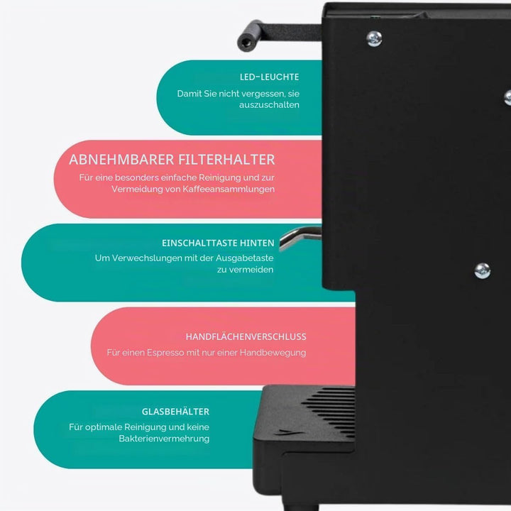Aroma E.GO Kaffeepadmaschine für ESE-Pads 44 mm Schwarz, Schwarz