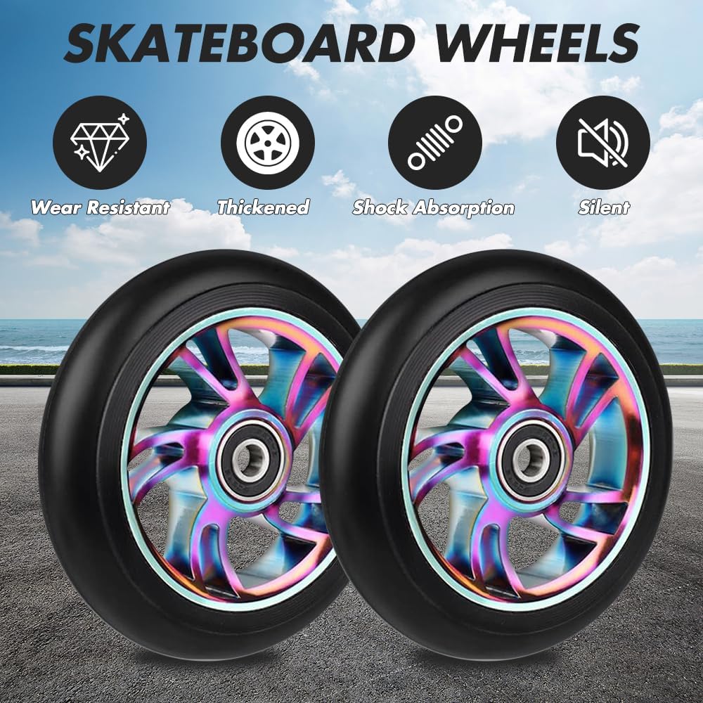 CJBIN Ersatzräder für Scooter, 2 Stück Scooter Räder 110mm mit ABEC-9 Lager, Stunt Scooter Reifen, S
