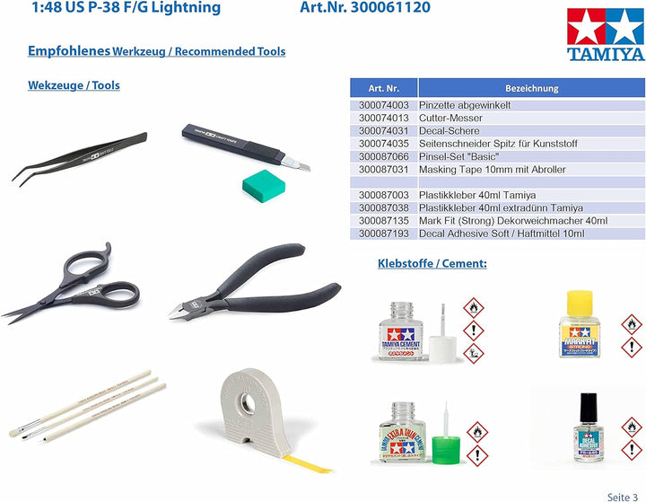Tamiya 300061120 Fahrzeug 1:48 US P-38 F/G Lightning, originalgetreue Nachbildung, Modellbau, Plasti