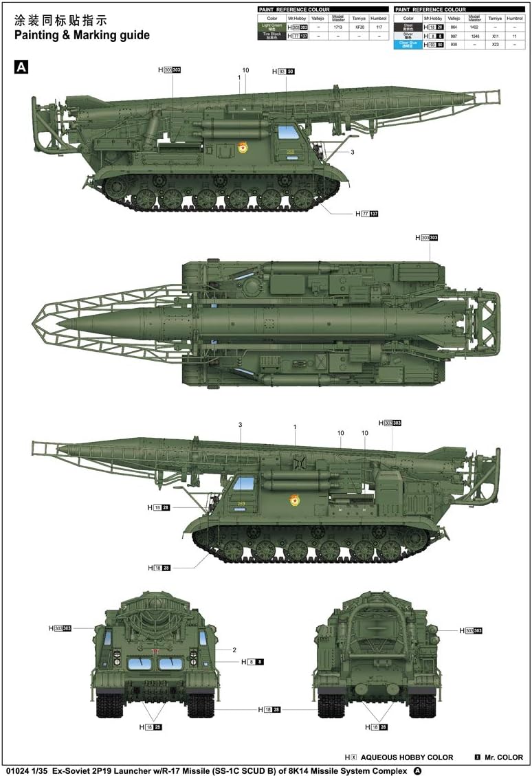 Trumpeter 01024 - Modellbausatz Ex-Soviet 2P19 Launcher mit R-17 Missile