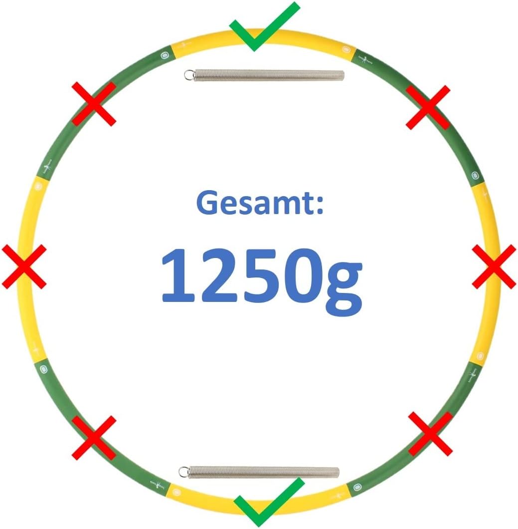 HOOPOMANIA Booster Hula Hoop mit Gewicht - füllbar [0,85 – 2,45 kg] Hula Hoop Erwachsene Hoop + 2x20