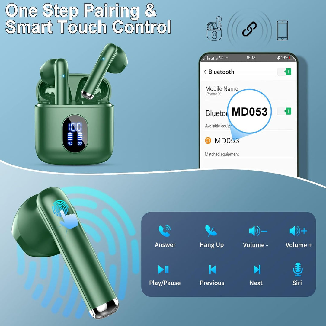 Drsaec Bluetooth 5.4 Kopfhörer, 2025 Neu In Ear Kopfhörer Kabellos Bluetooth 6D Tiefer Bass Kabellos