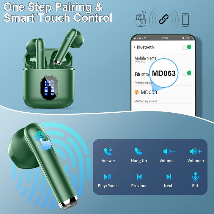 Drsaec Bluetooth 5.4 Kopfhörer, 2025 Neu In Ear Kopfhörer Kabellos Bluetooth 6D Tiefer Bass Kabellos