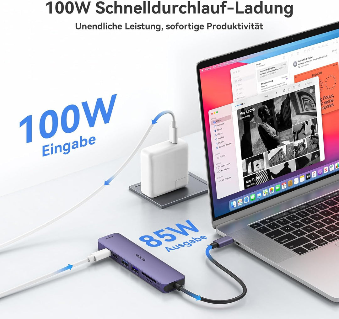 MOKiN USB C Hub, Multiport Adapter für MacBook Pro/Air, 7 in 1 MacBook Adapter USB C to HDMI Hub, 2