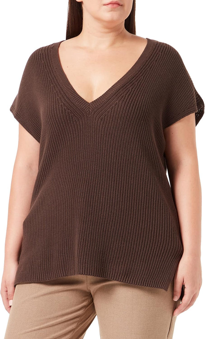 SAMOON Damen 172004-25303 Pullunder, Dark Chocolate, 44