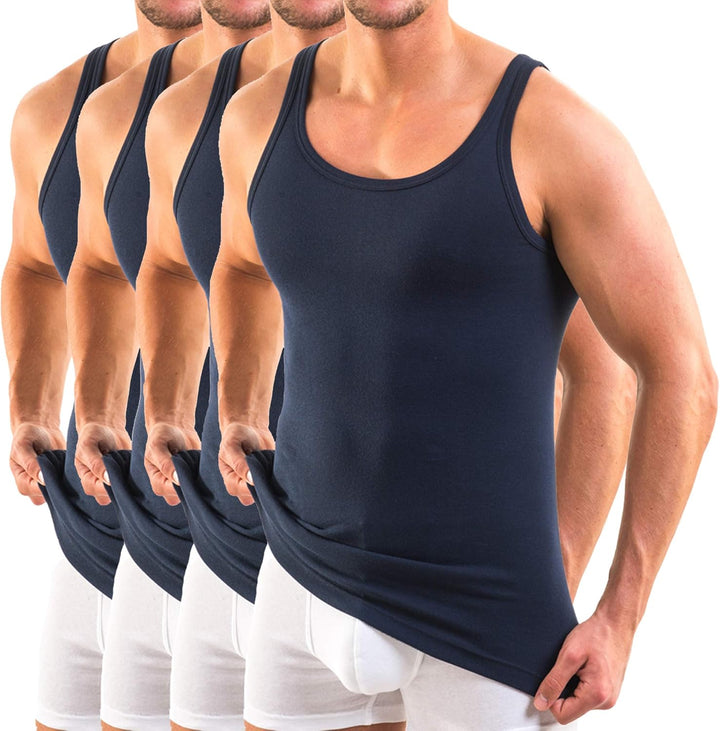 HERMKO 3000 4er Pack Herren Tank Top - 100% Bio-Baumwolle, Unterhemd in Feinripp - Strapazierfähig &