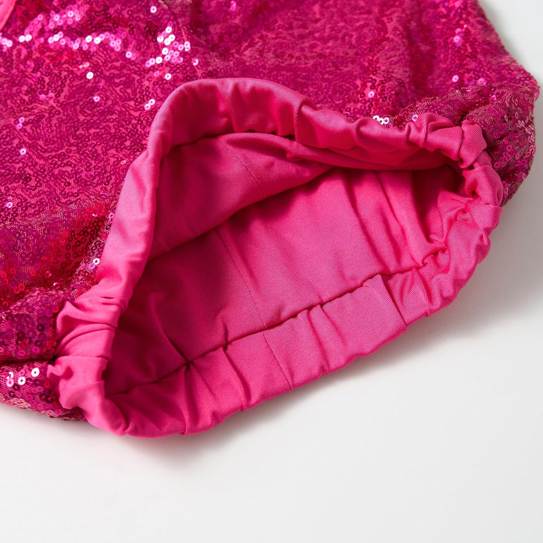 LOLANTA Mädchen Pailletten-Kostüm Hip Hop Dancewear Funkelndes Tanzkleid Gesetzt 4-5 Jahre Fuchsia,