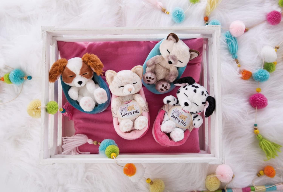 NICI 47893 Kuscheltier Körbchen 12 cm – Sleeping Pets Plüschtier Siam Mädchen, Jungen & Babys – Stof