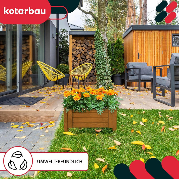 KOTARBAU® Blumenkasten - 50 x 50 x 30 cm - Pflanzkasten mit Vlies - Pflanzkübel gross aussen - Balko