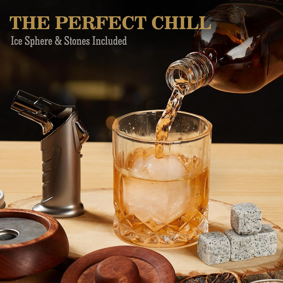 Cocktail Smoker Set Prestige Whisky mit 2 Gläsern und Brenner ohne Gas | Prestige Geschenkset schwar