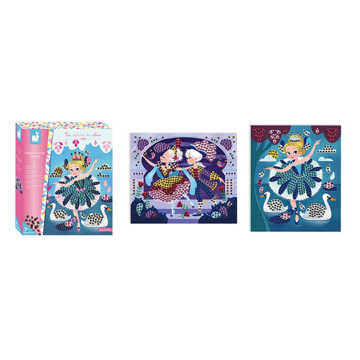 Janod Kreativ-Set Paillettenkarten Ballerina Zum Bekleben 2 Stck. Tänzer, Tänzer