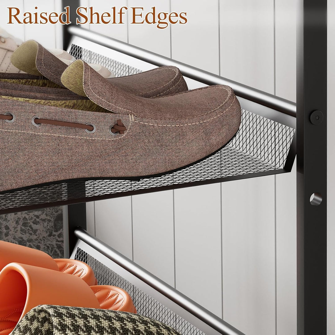Huhote Schuhregal 3 Ebenen, Schuhständer Metall, Schuhregal Klein, Schuhablage, Schuhaufbewahrung, S