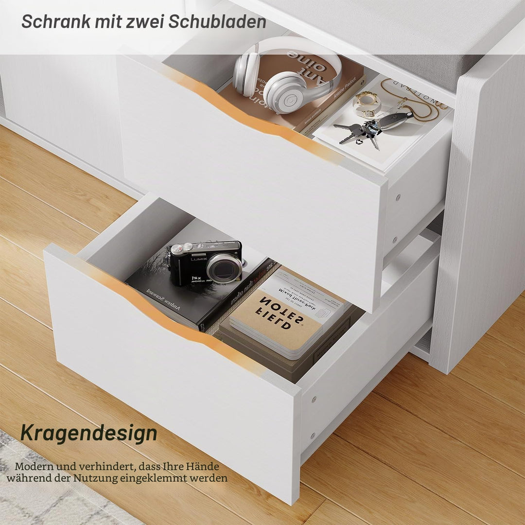LVB Sitzbank mit Stauraum, Schuhbank mit Sitzfläche, Gepolstert, Multifunktionale schuhregal mit Sch
