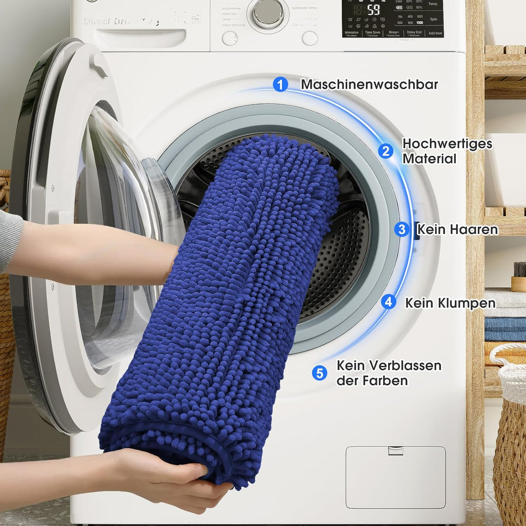 Badvorleger Set 3-Teilig-Weiches Badematten Set mit Rutschfester, Chenille Saugfähige Badteppiche Se
