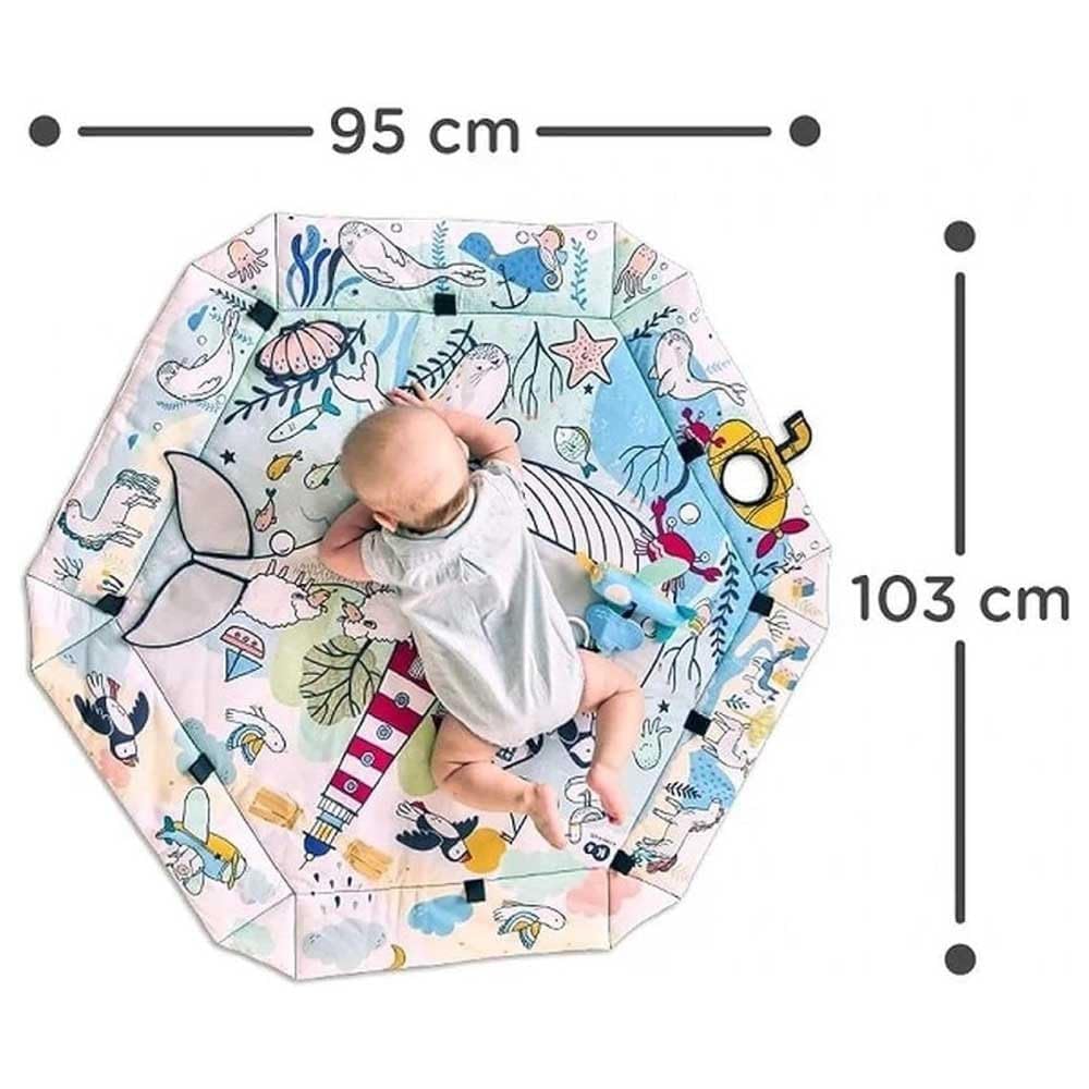 Kinderkraft SMARTPLAY SEA Spieldecke, Erlebnisdecke, Spielmatte mit Spielbogen, Krabbeldecke, Spielz