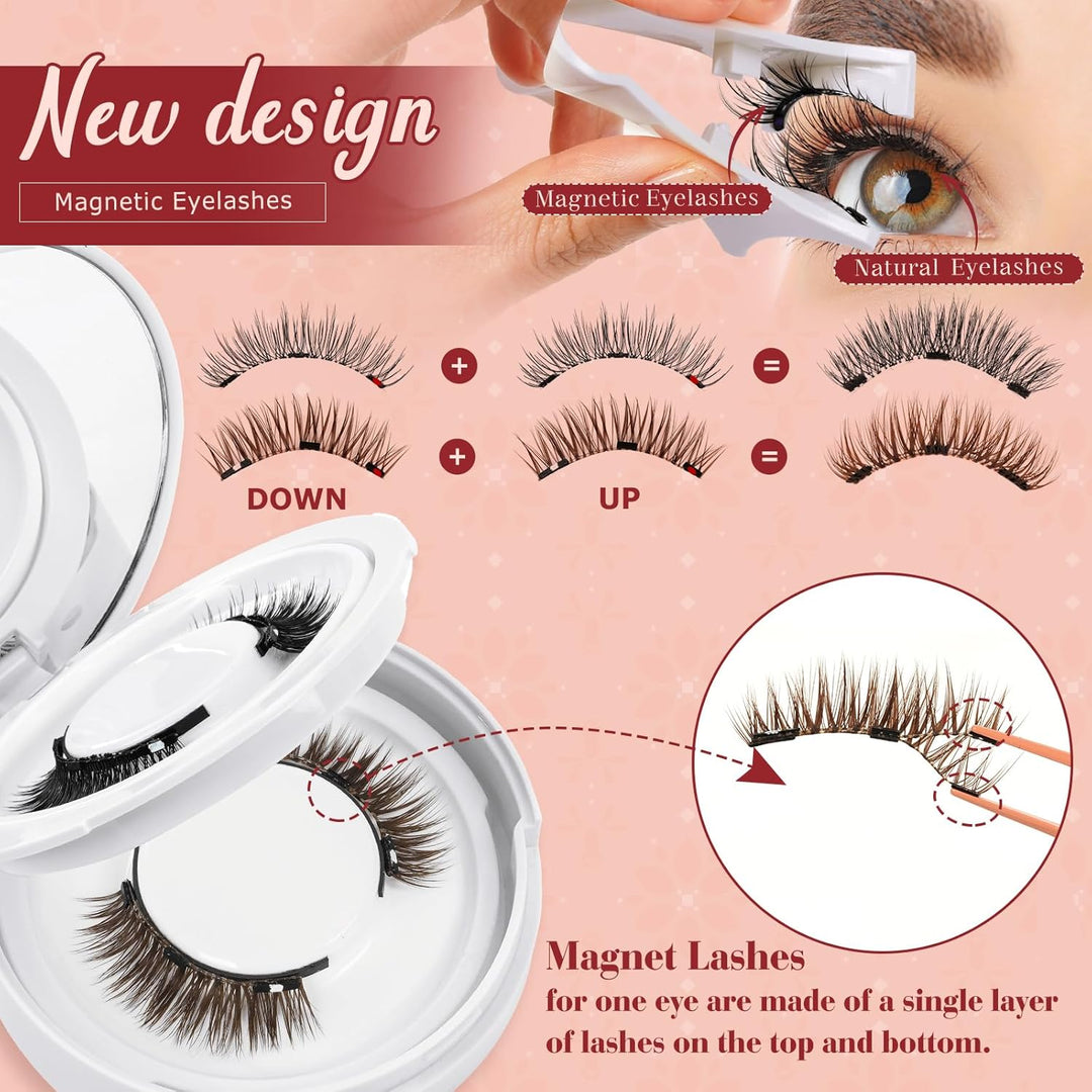 Higu clace Magnetische Wimpern,Magnet Wimpern Ohne Eyeliner,Magnetische Wimpern mit Applikator,Wimpe