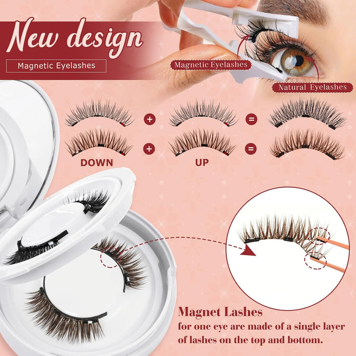 Higu clace Magnetische Wimpern,Magnet Wimpern Ohne Eyeliner,Magnetische Wimpern mit Applikator,Wimpe