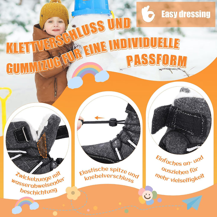 visionreast Winterstiefel Mädchen Winterschuhe Kinder Junge Wanderschuhe mit Wollfutter Schneestiefe