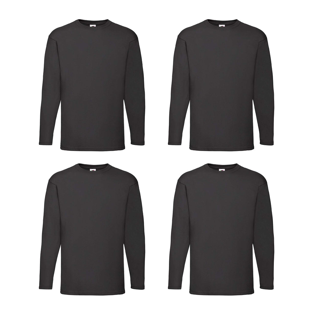 4 Fruit of The Loom Longsleeve Tshirt Langarm Verschiedene Farbsets 5XL Schwarz, 5XL Schwarz