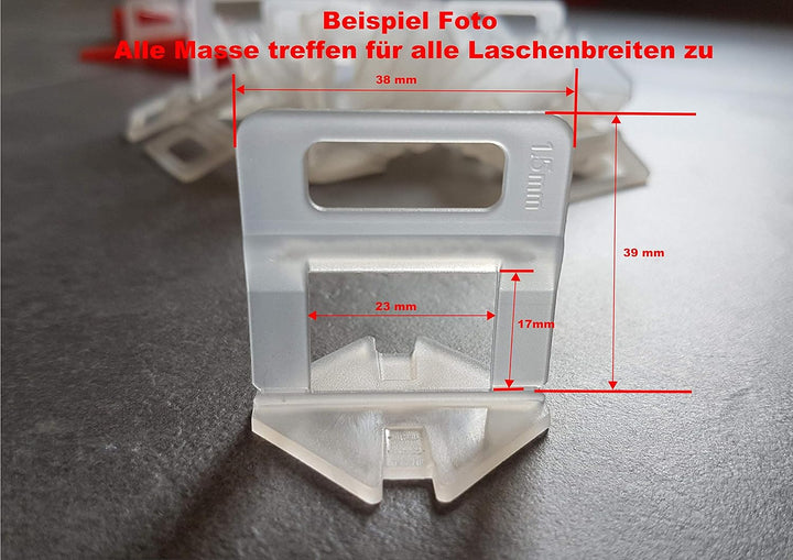 2000 Zuglaschen 3,0mm - KACHEL GOTT® Fliesen Nivelliersystem - Zange Keile Laschen 1mm bis 3mm - Stü