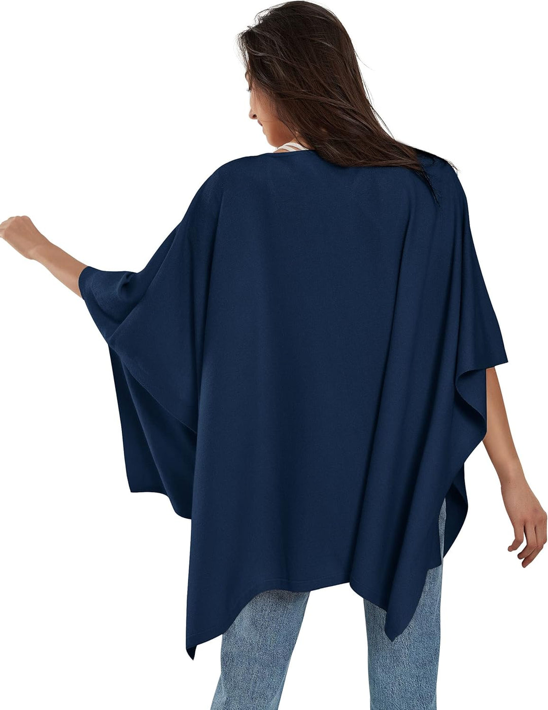 PULI Damen Pullover Poncho Elegant Viskose Strick Locker sitzend Poncho Schal Einheitsgrösse Dark Sl