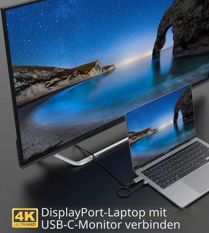 fairikabe DisplayPort auf USB C 4K60Hz, unidirektionale DisplayPort-Quelle auf USBC-Ausgang (Stecker