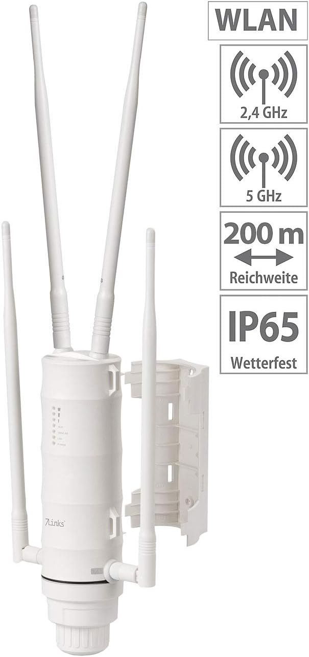 7links WLAN Verstärker: Wetterfester Outdoor-WLAN-Repeater mit 1.200 Mbit/s, für 2,4 & 5 GHz (WLAN A