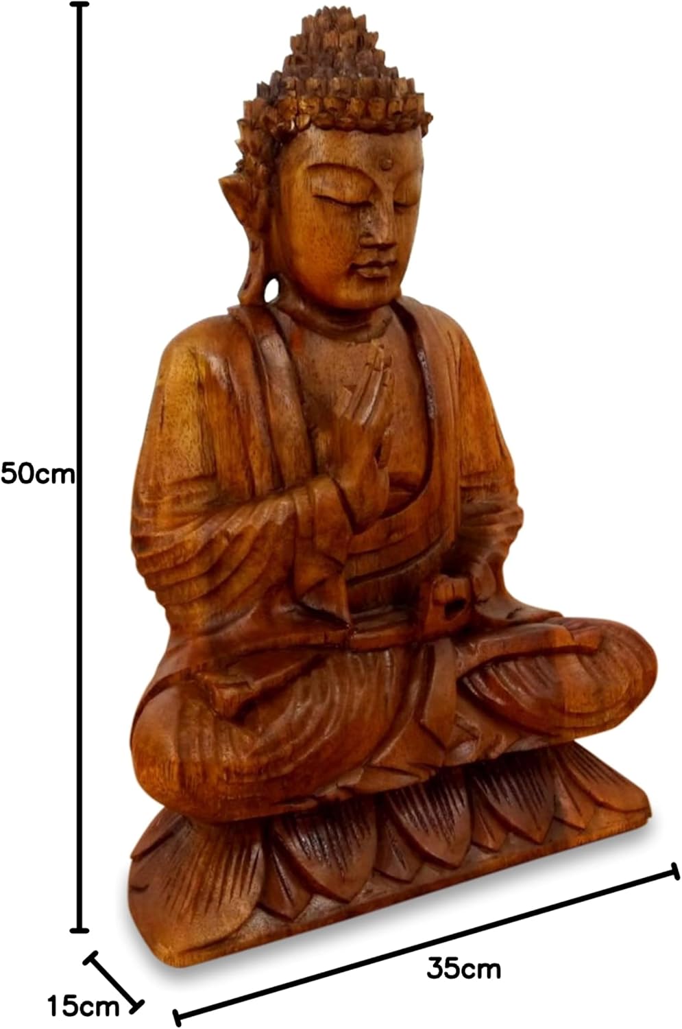 livasia ruheausstrahlender Buddha aus Holz, Skulptur, Buddhismus Statue, Dekofigur, Holzskulptur (kl