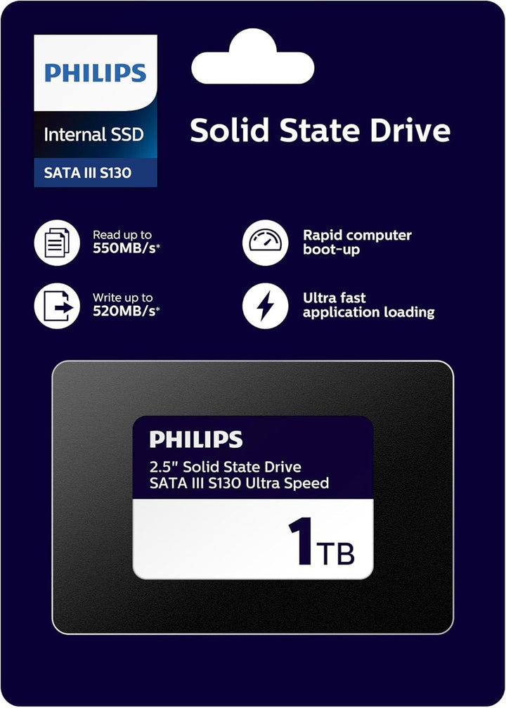 PHILIPS Interne SSD 2.5" SATA III 1 TB S130 Ultra Speed, Lesegeschwindigkeit bis zu 550 MB/s 1 TB Sa