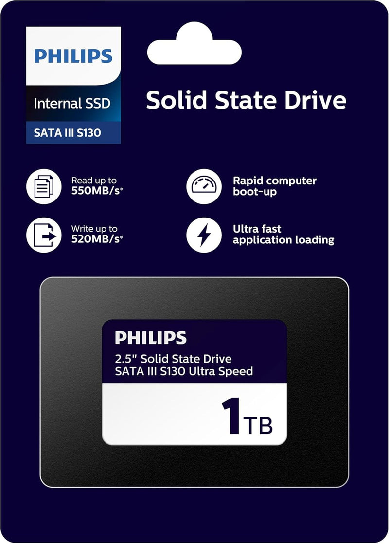 PHILIPS Interne SSD 2.5" SATA III 1 TB S130 Ultra Speed, Lesegeschwindigkeit bis zu 550 MB/s 1 TB Sa