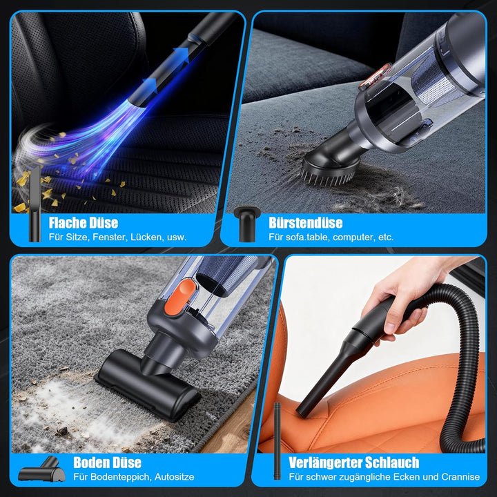 Handstaubsauger, 26000 Pa Akku Staubsauger Kabellos, One-Touch Staubentleerung, Bürstenloser Motor,