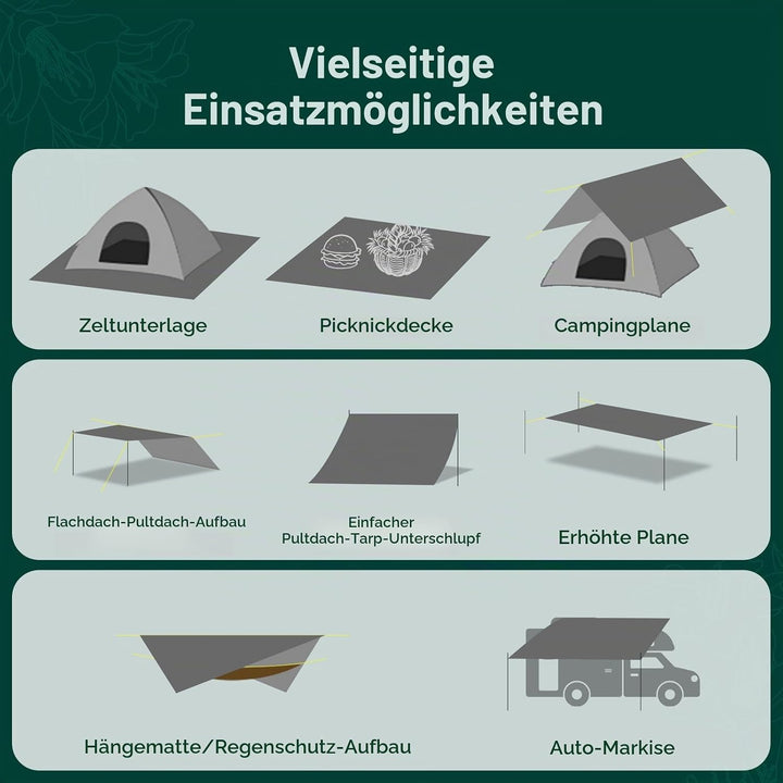 JAICOM Zeltplane - Tarp Wasserdicht, 1-6 Personen Zeltunterlage, PU 3000mm | 210T Oxford Camping Zel