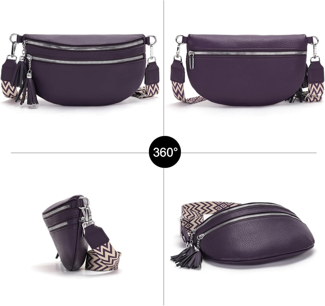 LANXINGLUO bauchtasche damen Lila umhängetasche damen mittelgross crossbody bag Mit Kreditkartenfach