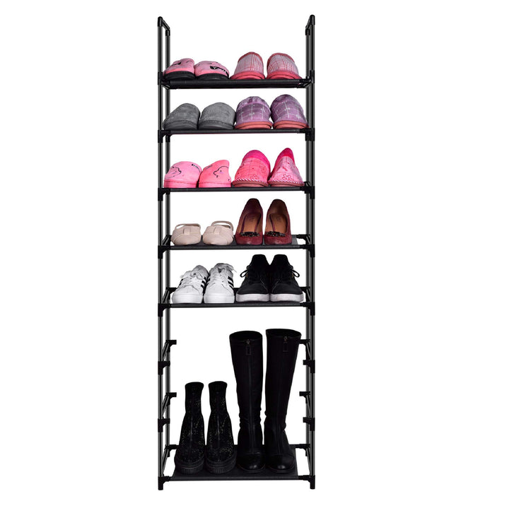 Schuhregal 8 Ebenen aus Metall, Stabil & Platzsparend für Flur/Schlafzimmer, Bietet Platz für bis zu
