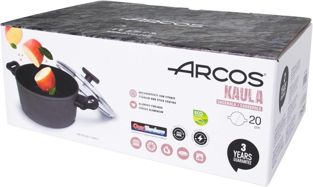 Arcos Serie Kaula | Antihaft-Kasserolle 20 cm | Geschmiedetes Aluminium | QuanTanium Beschichtung |