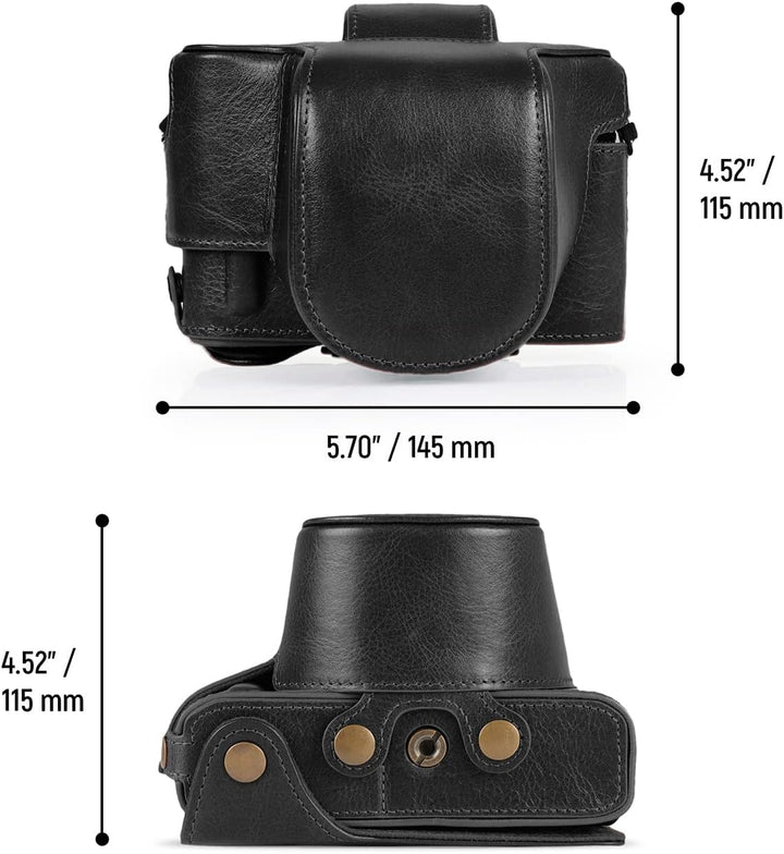 MegaGear Ever Ready Echtleder-Kameratasche kompatibel mit Nikon Z fc (16-50 mm) (Black), MG2010, Sch