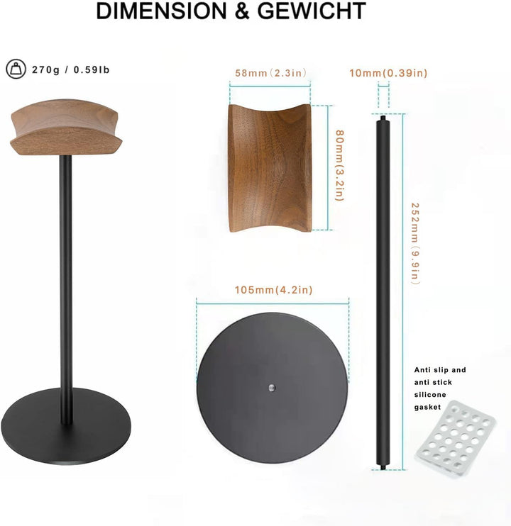 Kopfhörer Ständer mit Walnussholz& Aluminium,Headset Halterung mit Schwerer Basis,Headset Ständer fü