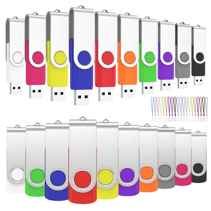 ABLAZE 20 Stück 128MB USB-Stick 10 Farben USB-Flash-Laufwerke Bulk USB 2.0 Memory Sticks (128MB, 20