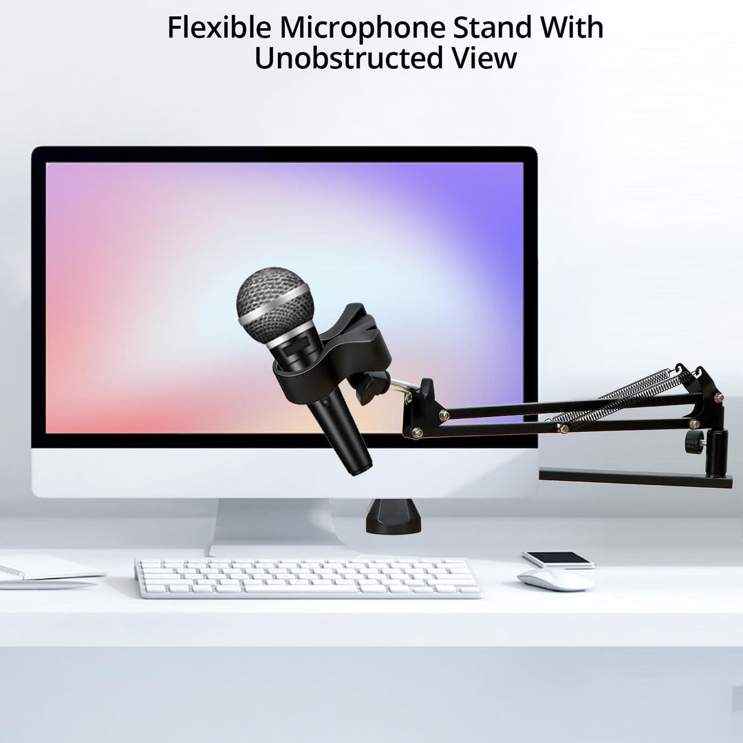QWORK® Mikrofonarm mit niedrigem Profil für Gaming, Podcasting, Streaming und Aufnahmen, Vollmetallg