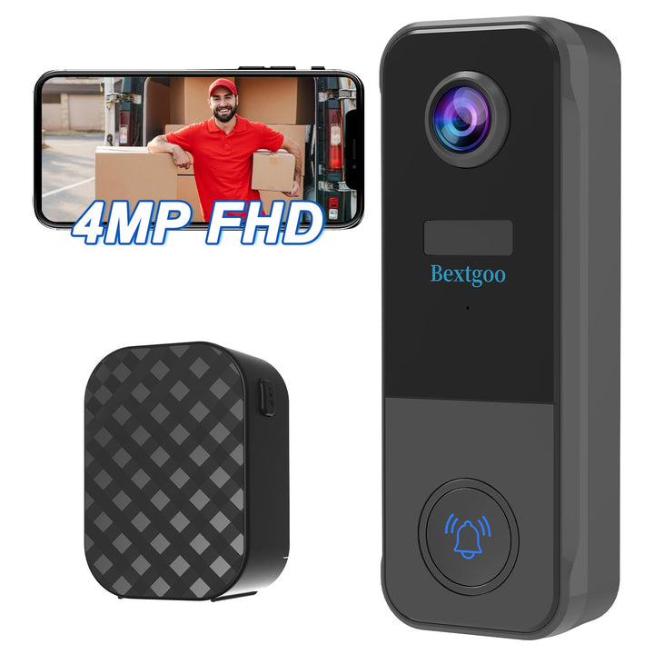 4MP FHD Türklingel mit Kamera Kabellos, Bextgoo Klingel mit Kamera Kabellos, 10000mAh Akka, PIR-Bewe