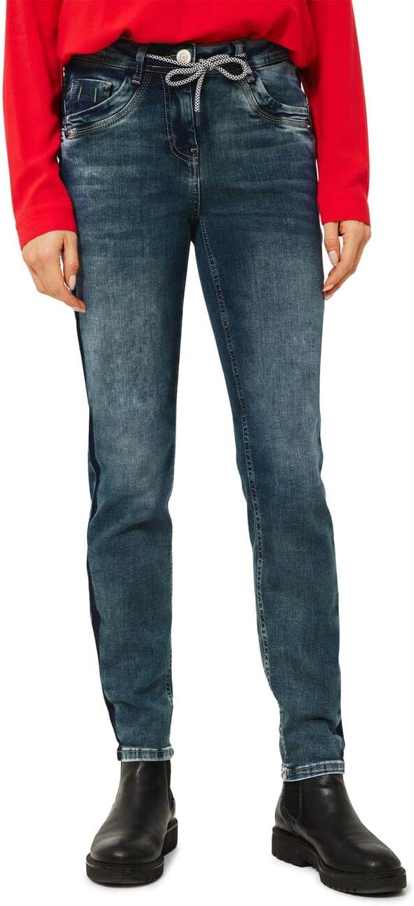 Cecil Damen Jeanshose Slim 34 Mid Blue Wash, 34 Mid Blue Wash