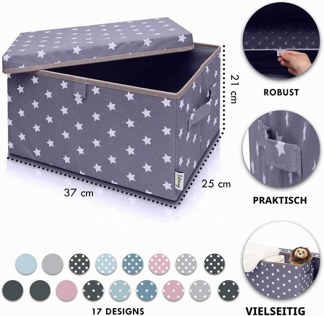 LIFENEY 2-Set Aufbewahrungsbox Kinder (37x25x21cm) I Aufbewahrungskorb für Kinderzimmer und Wohnbere