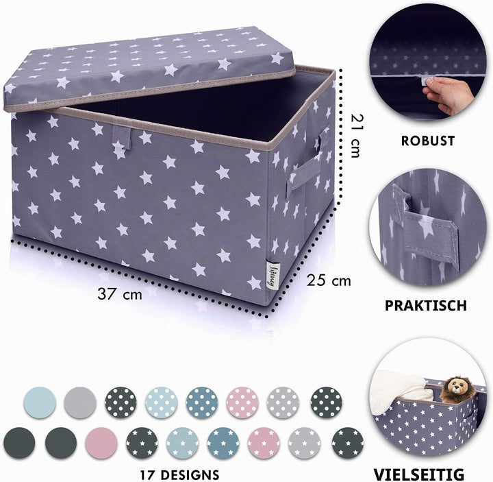 LIFENEY 2-Set Aufbewahrungsbox Kinder (37x25x21cm) I Aufbewahrungskorb für Kinderzimmer und Wohnbere