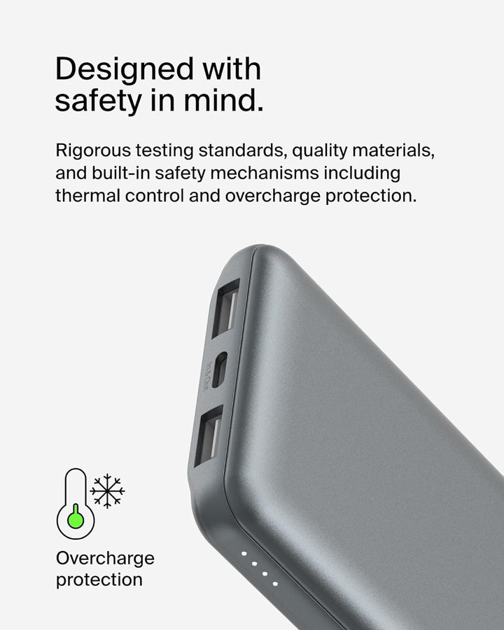 Belkin Powerbank 10000mah, tragbares USB-C-Ladegerät mit 1 USB-C- & 2 USB-A-Anschlüssen, Akkupack zu