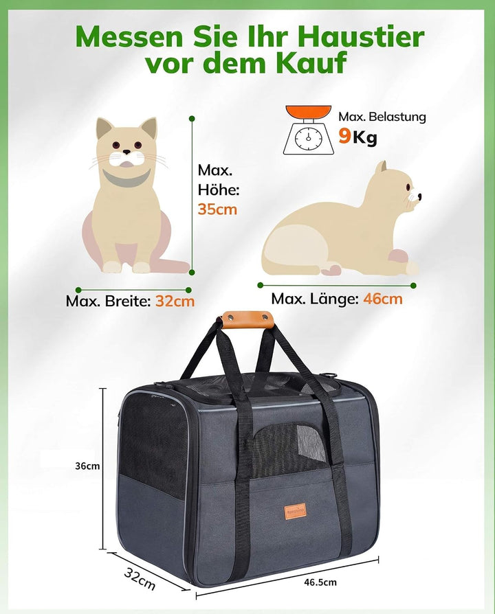 Morpilot Katzentransportbox für grosse Katzen und Welpen bis 7kg, Katzenbox Hundetasche mit Sicherhe