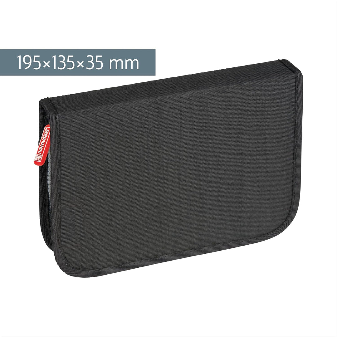 Brunnen 104918690 Schüler-Etui Crinkle (19,5 x 13,5 x 3,5 cm, 2 Klappen, schwarz, befüllt mit 9 dick